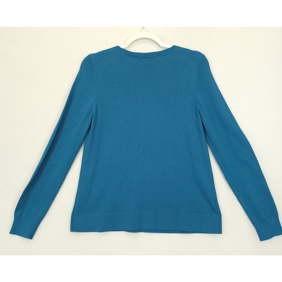 LOFT Sweater Women M‎ Blue Knit Pullover Huskey Dog Stars Graphic Whimsical Cozy - Picture 2 of 12